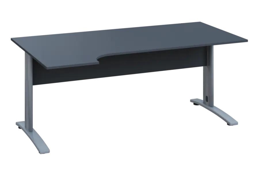 ERK 18 - 184 stůl kancelářský, rohový, levý, kovová podnož stříbrná, deska 18 mm, široký 1800 mm, antracit